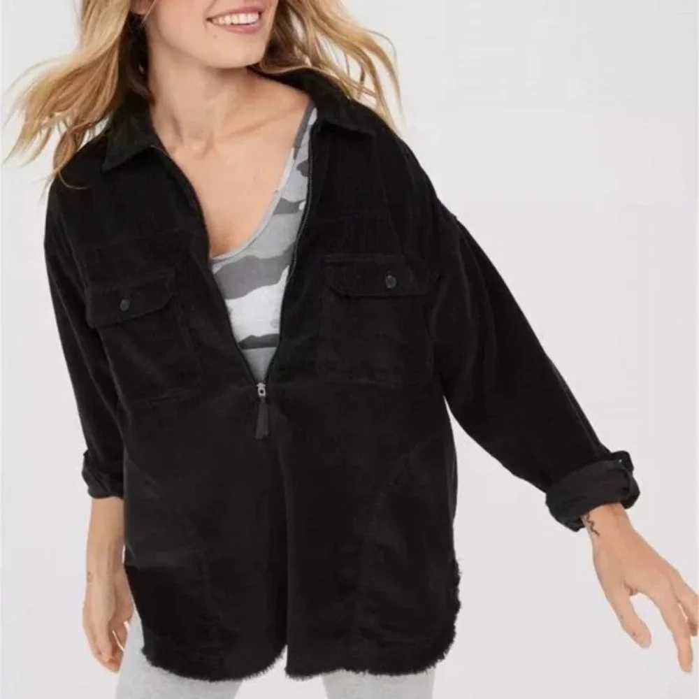 Aerie Offline Corduroy Quarter Zip Pullover Jacket Size Small